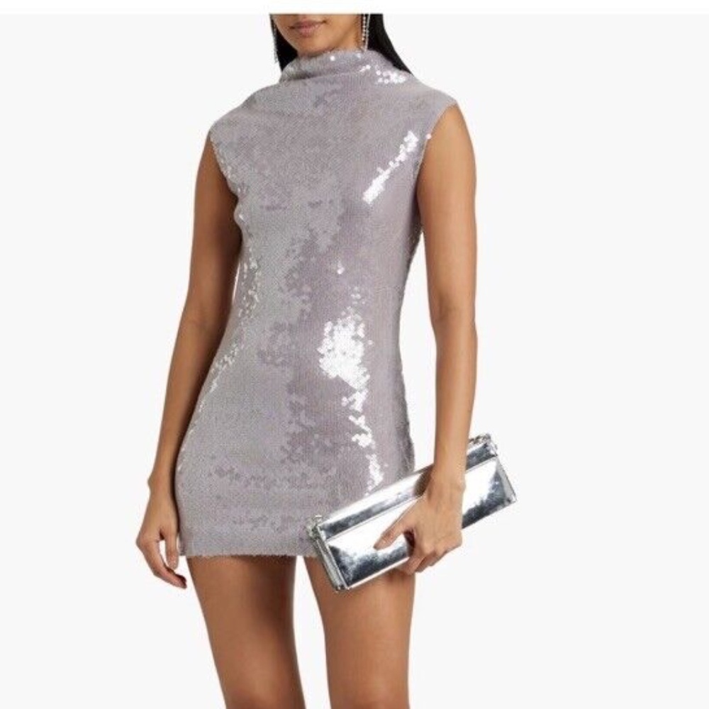 16Arlington Luna Lilac sequined mini dress w/ mock turtlneck SZ 2